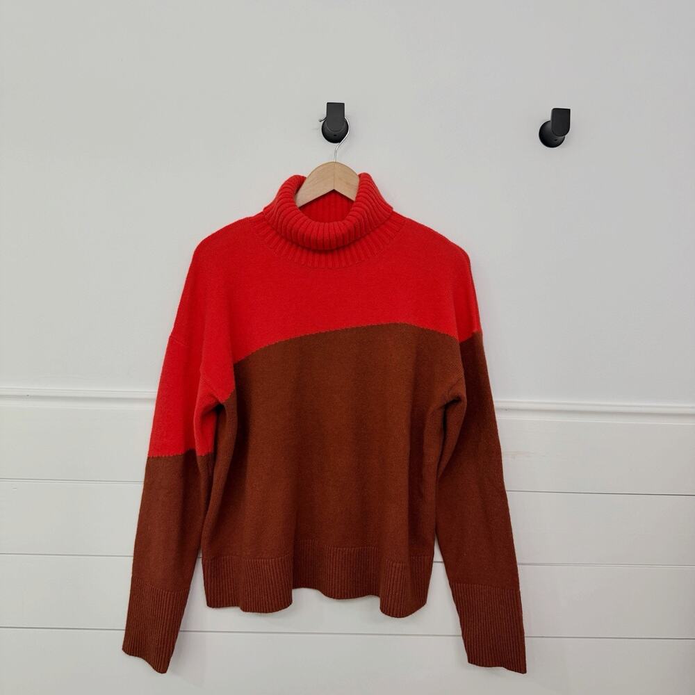 Women’s Anthropologie Turtleneck Colorblock Sweater Size Large L